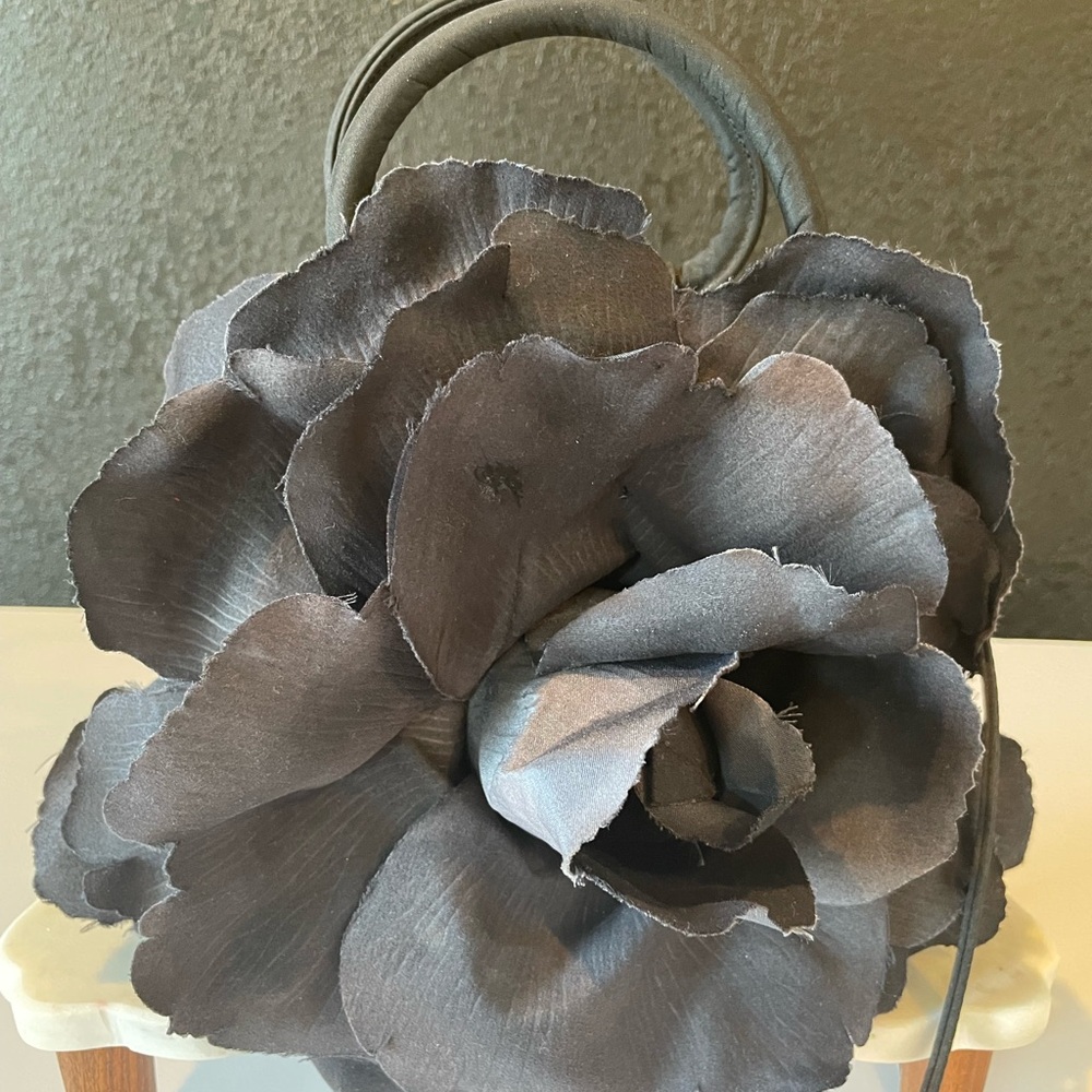 Backyard Oak Enormous Black Flower Clutch/Crossbody Bag.